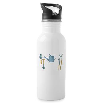 Dies ist mein Gartenarbeit Shirt lustig Gärtner - Trinkflasche mit integriertem Trinkhalm - Weiß - Rechts