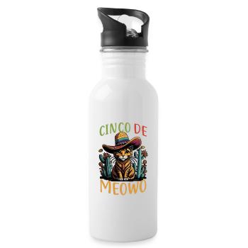 Cinco de Mayo Meowo Mexikanische Katze mit - Trinkflasche mit integriertem Trinkhalm - Weiß - Rechts