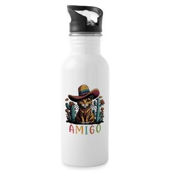 Cinco de Mayo Cat Mexican Cat Amigo - Gourde avec paille intégrée - blanc - Droite