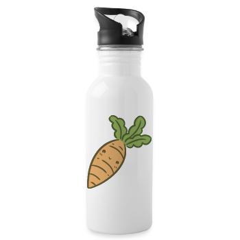 Süße Karotte - Trinkflasche mit integriertem Trinkhalm - Weiß - Rechts