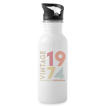 Retro Vintage Cassette Anniversaire né en 1974 - Gourde avec paille intégrée - blanc - Droite