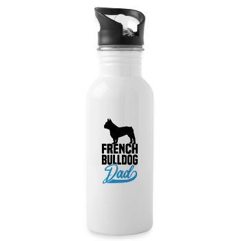 French Bulldog Dad - Trinkflasche mit integriertem Trinkhalm - Weiß - Rechts