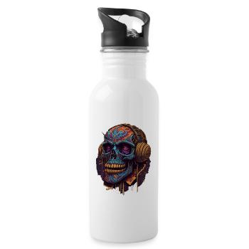TECHNO SKULL - Trinkflasche mit integriertem Trinkhalm - Weiß - Rechts