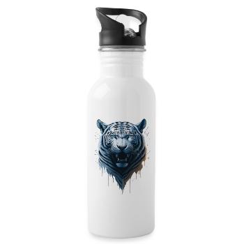 WILDES WHITE TIGER DESIGN - Trinkflasche mit integriertem Trinkhalm - Weiß - Rechts