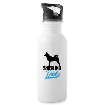 Shiba Inu Dad - Water bottle with straw - white - Right