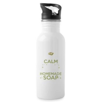 Keep Calm And Buy My Awesome Homemade Soap Soapmak - Water bottle with straw - white - Right