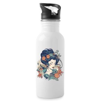 Femme rétro - Gourde avec paille intégrée - blanc - Droite