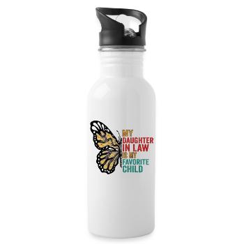 My Daughter in Law Is My Favorite Child Butterfly - Water bottle with straw - white - Right
