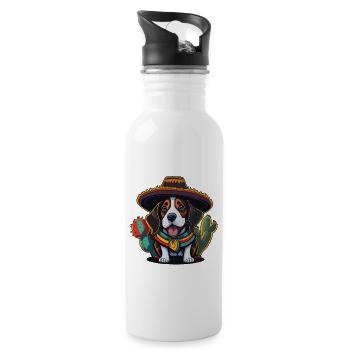 Cinco de Mayo Beagle Mexikanischer Sombrero Beagle - Trinkflasche mit integriertem Trinkhalm - Weiß - Rechts