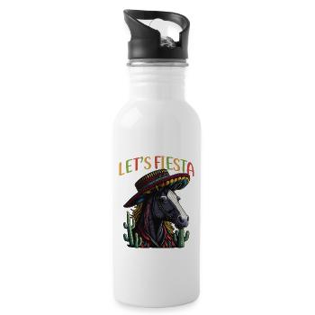 Cinco de Mayo Pferd Mexikanisch Let's Fiesta Pferd - Trinkflasche mit integriertem Trinkhalm - Weiß - Rechts