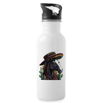 Cinco de Mayo Horse à la mexicaine avec Sombrero - Gourde avec paille intégrée - blanc - Droite