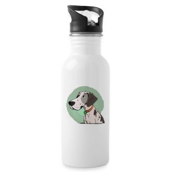 Dog in comic style - Water bottle with straw - white - Right