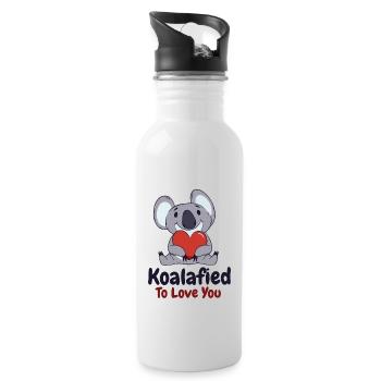Valentine's Day Koala Love Wildlife Koala Lover - Water bottle with straw - white - Right