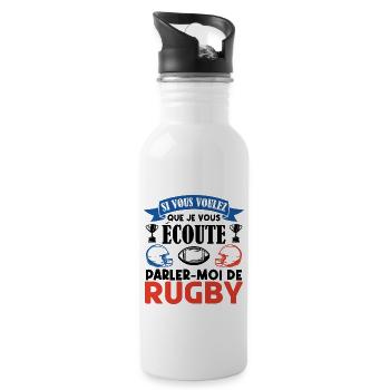 Rugbyman cadeau. Cadeau fan du rugby. joueur rugby - Gourde avec paille intégrée - blanc - Droite