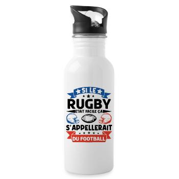 Cadeau rugbyman. cadeau rugby France. rugby fan . - Gourde avec paille intégrée - blanc - Droite