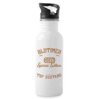20. Geburtstag Mann Oldtimer Jahrgang 2001 - Trinkflasche mit integriertem Trinkhalm - Weiß - Rechts