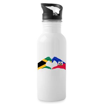 Haiti Haitianer Jamaika Kombination I Geschenk - Trinkflasche mit integriertem Trinkhalm - Weiß - Rechts
