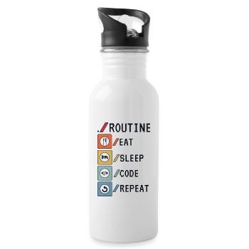 Routine Eat Sleep Code Repeat Developer Coder - Trinkflasche mit integriertem Trinkhalm - Weiß - Rechts