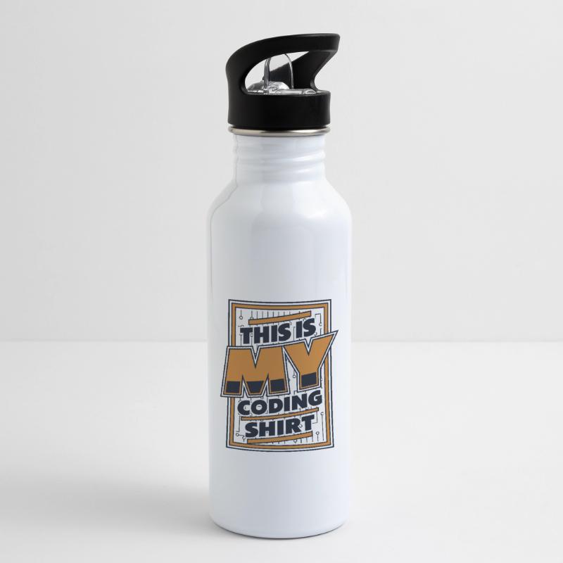 This Is My Coding Clothing Developer Coder Trinkflasche mit integriertem Trinkhalm
