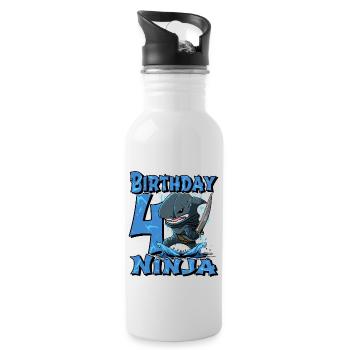 Shark Ninja I’m 4 - Action Anniversaire sous-marin - Gourde avec paille intégrée - blanc - Droite