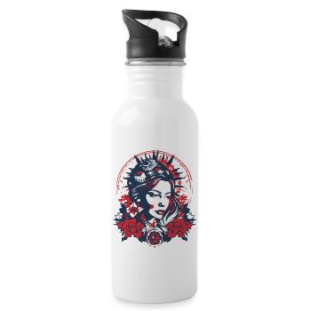 Amerikanische Folklore - Trinkflasche mit integriertem Trinkhalm - Weiß - Rechts