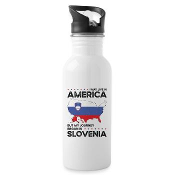 Né: Slovène, Slovénie, Américain, États-Unis - Gourde avec paille intégrée - blanc - Droite