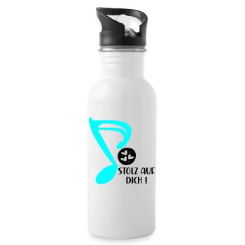 STOLZ AUF MUSIKERIN - MUSIKNOTE MUSIKINSTRUMENTE - Trinkflasche mit integriertem Trinkhalm - Weiß - Rechts
