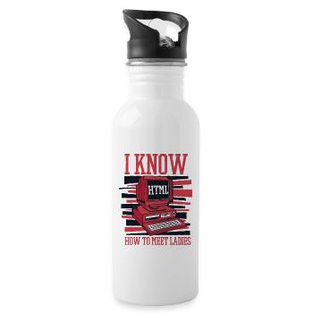 I Know Hot To Meet Ladies Developer Coder - Trinkflasche mit integriertem Trinkhalm - Weiß - Rechts
