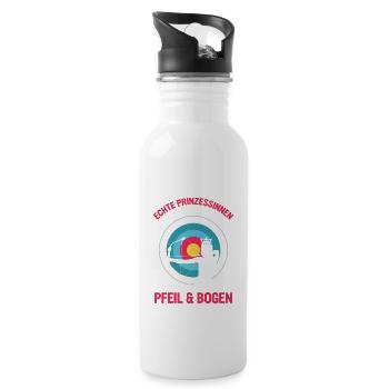 Echte Prinzessinen kommen mit Pfeil & Bogen Schies - Trinkflasche mit integriertem Trinkhalm - Weiß - Rechts