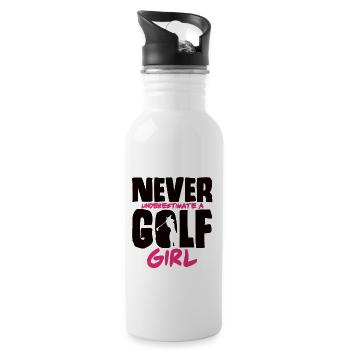 Golfer Golf Golf Club Golf Course - Water bottle with straw - white - Right