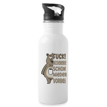 Fuck Wochenende ist schon wieder vorbei - Trinkflasche mit integriertem Trinkhalm - Weiß - Rechts