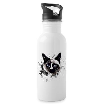 Siamese Cat Breed Cat Abstract Siamese Cat - Water bottle with straw - white - Right