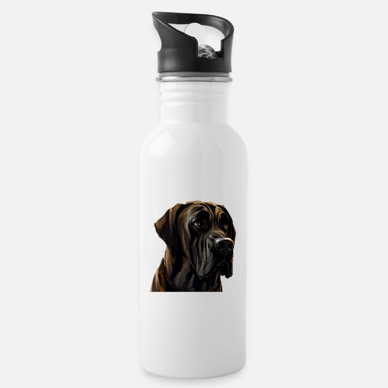 Dogge Doggen Hund Hunde Deutsche Dogge - Trinkflasche mit integriertem Trinkhalm - Weiß