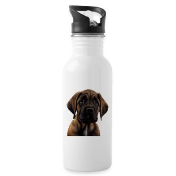 Great Dane Great Dane Dog Dogs Great Dane - Water bottle with straw - white - Right