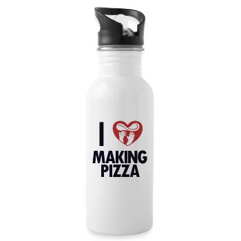 I love Making Pizza Pizzablech Pizzaofen Pizza - Trinkflasche mit integriertem Trinkhalm - Weiß - Rechts