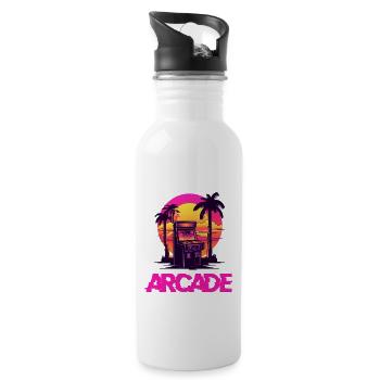 Vintage Game Over Arcade-Konsole Konsolenspieler - Trinkflasche mit integriertem Trinkhalm - Weiß - Rechts