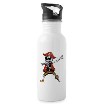 Dabbing Pirate Pumpkin Glowing Halloween - Water bottle with straw - white - Right