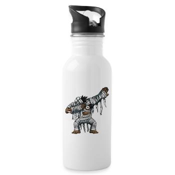 Dabbing Mummy Pumpkin Glowing Skeleton Halloween - Water bottle with straw - white - Right