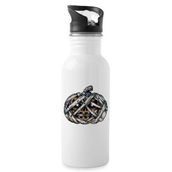 Mummy Pumpkin Glowing Skeleton Halloween - Water bottle with straw - white - Right