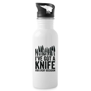 Messersammler Messer Sammeln - Trinkflasche mit integriertem Trinkhalm - Weiß - Rechts