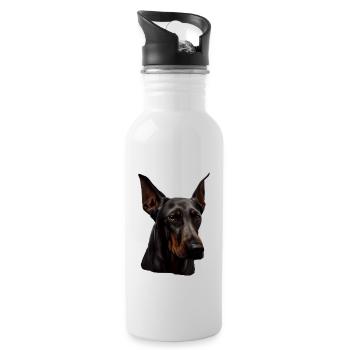 Doberman Dobermans Dog Dogs Puppy Doberman - Water bottle with straw - white - Right