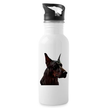 Doberman Dobermans Dog Dogs Puppy Doberman - Water bottle with straw - white - Right