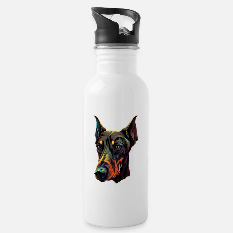 Doberman Dobermans Chien Chiens chiot Doberman - Gourde avec paille intégrée - blanc