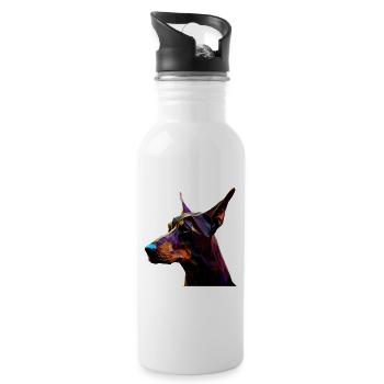 Doberman Dobermans Dog Dogs Puppy Doberman - Water bottle with straw - white - Right