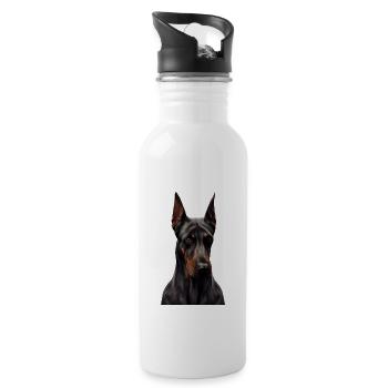 Doberman Dobermans Dog Dogs Puppy Doberman - Water bottle with straw - white - Right