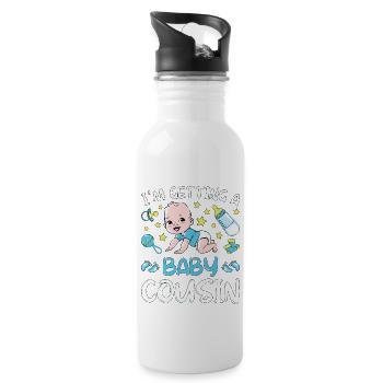 I'm Getting A Baby Cousin Baby Team Gender Reveal - Water bottle with straw - white - Right