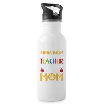 Somehow busy as a teacher and dog mother - Water bottle with straw - white - Right