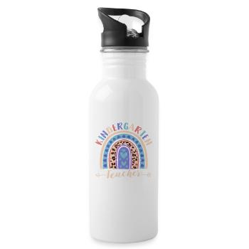 Kindergarten Teacher Funny Teach Love Inspire - Water bottle with straw - white - Right