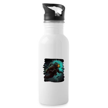 Tauchen Taucher Taucherin - Trinkflasche mit integriertem Trinkhalm - Weiß - Rechts