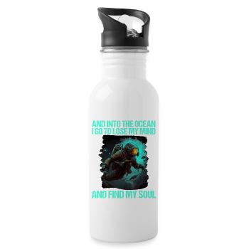 Tauchen Taucher Taucherin - Trinkflasche mit integriertem Trinkhalm - Weiß - Rechts